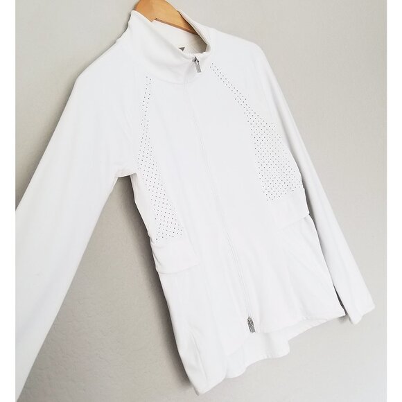Athleta Chakra Jacket In Powervita Bright White Size M Two Way Zip Sporty $148 - Picture 7 of 16